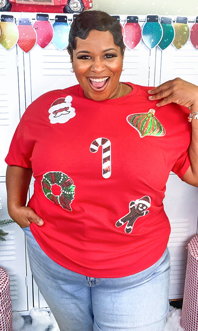 Christmas Things Sequin Graphic T-Shirt