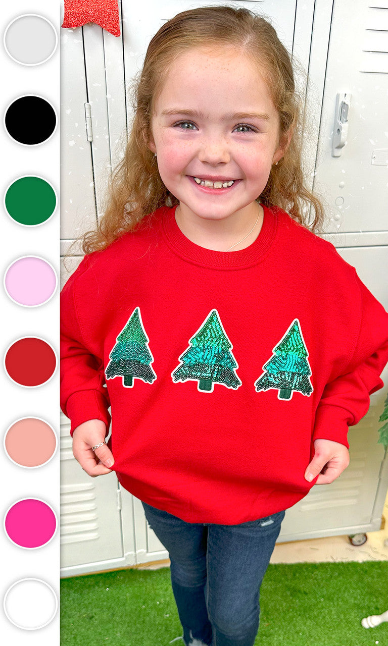 Christmas Tree Sparkle Sequin Youth Graphic Sweatshirt