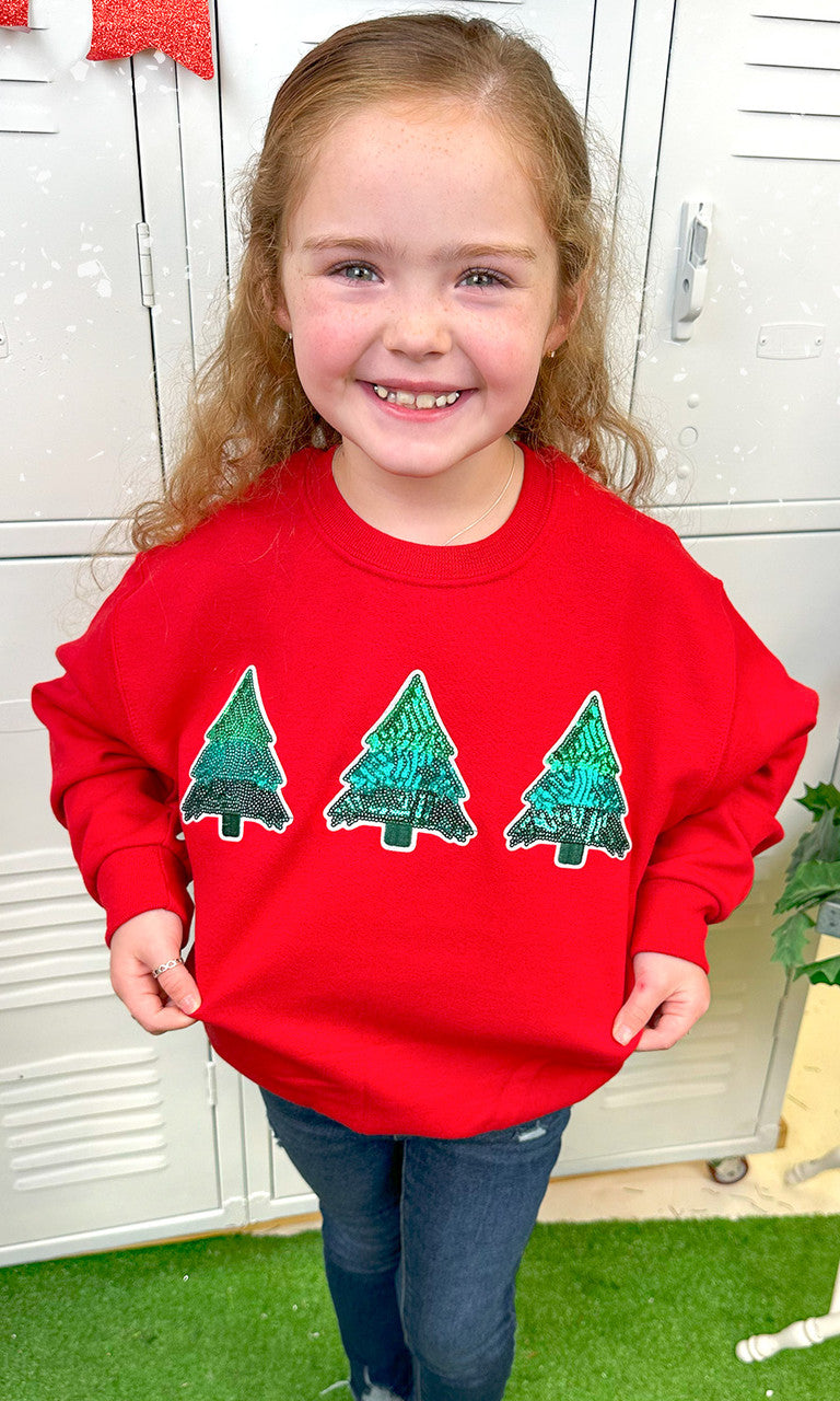 Christmas Tree Sparkle Sequin Youth Graphic Sweatshirt