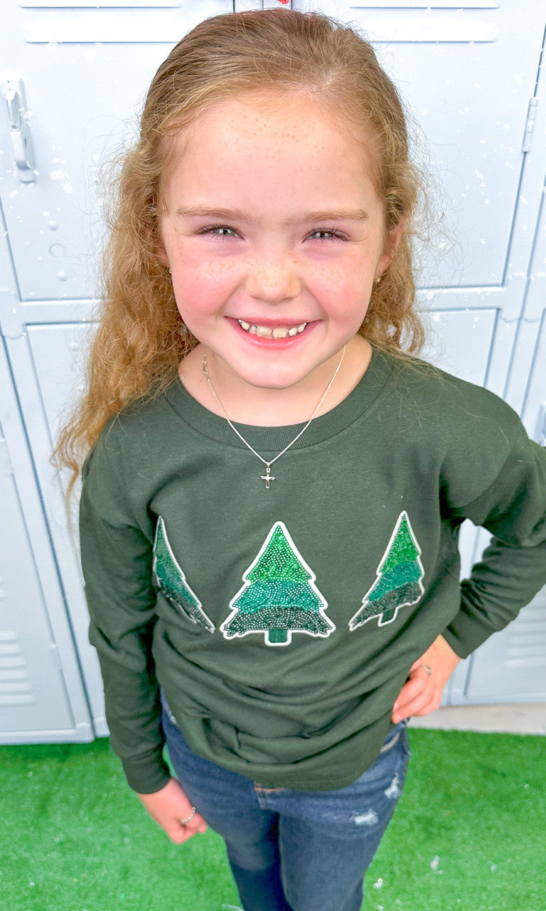 Christmas Tree Sparkle Sequin Graphic Long Sleeve T-Shirt