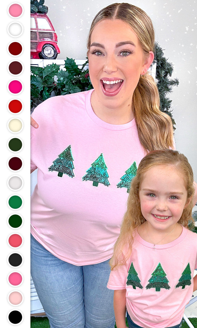 Christmas Tree Sparkle Sequin Graphic T-Shirt