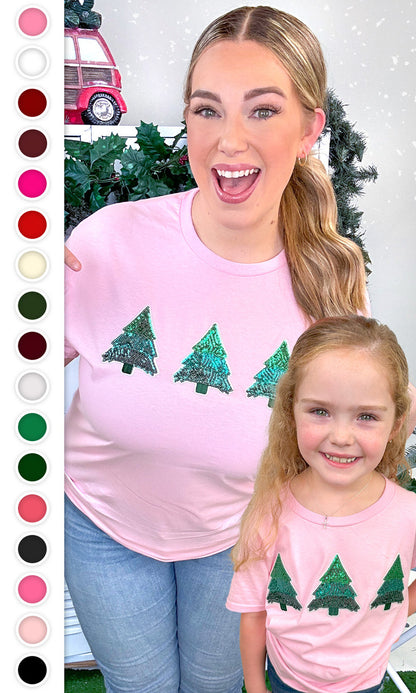 Christmas Tree Sparkle Sequin Graphic T-Shirt
