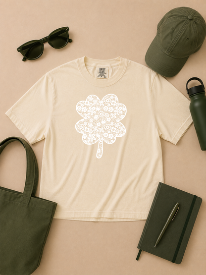 Clover Lace Graphic Comfort Color Graphic Boxy T-Shirt