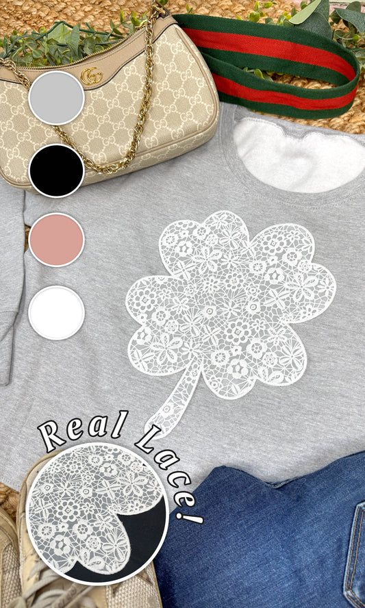 Clover Lace Graphic Cropped Sweatshirt