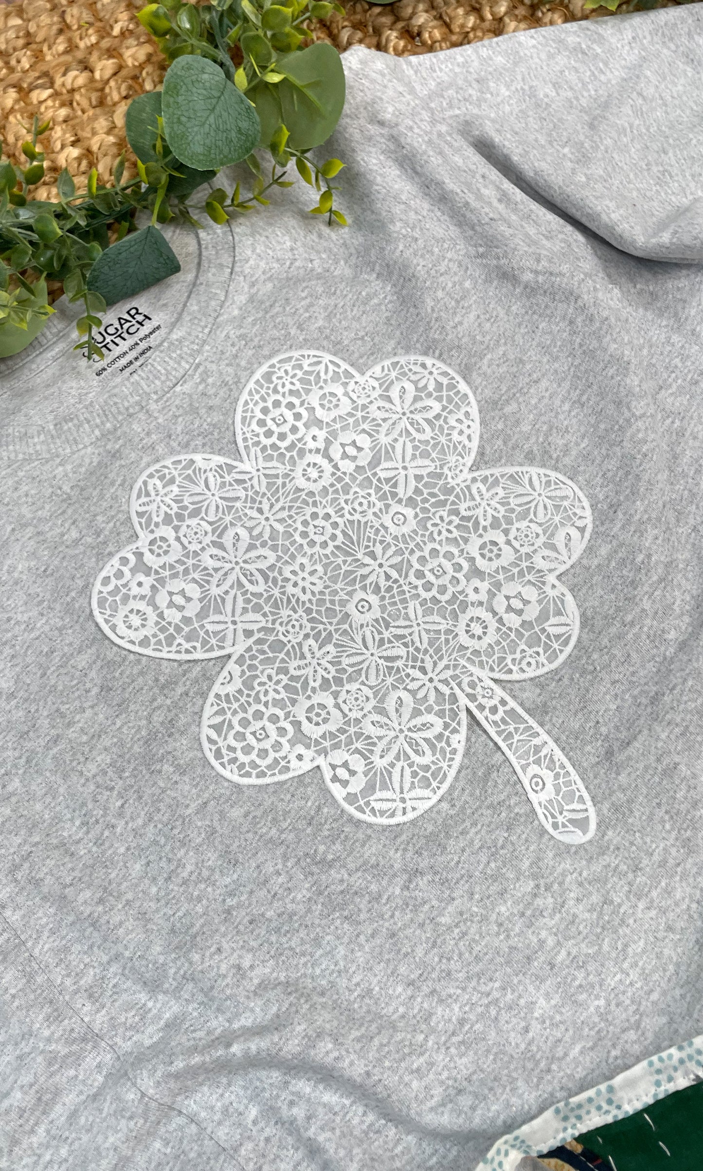 Clover Lace Graphic Long Sleeve Edgy Shirt