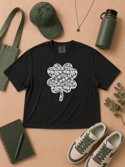 Clover Lace Graphic Comfort Color Graphic Boxy T-Shirt