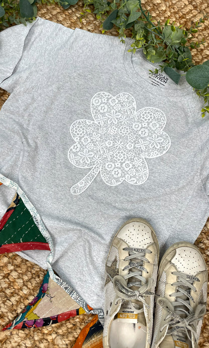 Clover Lace Graphic Long Sleeve Edgy Shirt