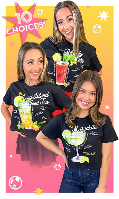 Cocktail Recipe Graphic Crop Top T-Shirt