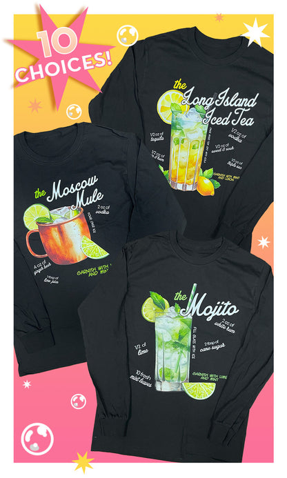 Cocktail Recipe Graphic Long Sleeve T-Shirt