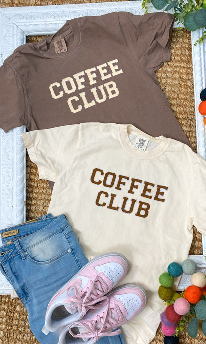 Coffee Club Soft Chenille Comfort Color Graphic T-Shirt