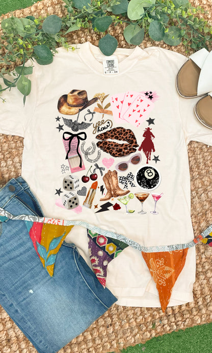 Cowgirl Things Collage Comfort Color Graphic T-Shirt