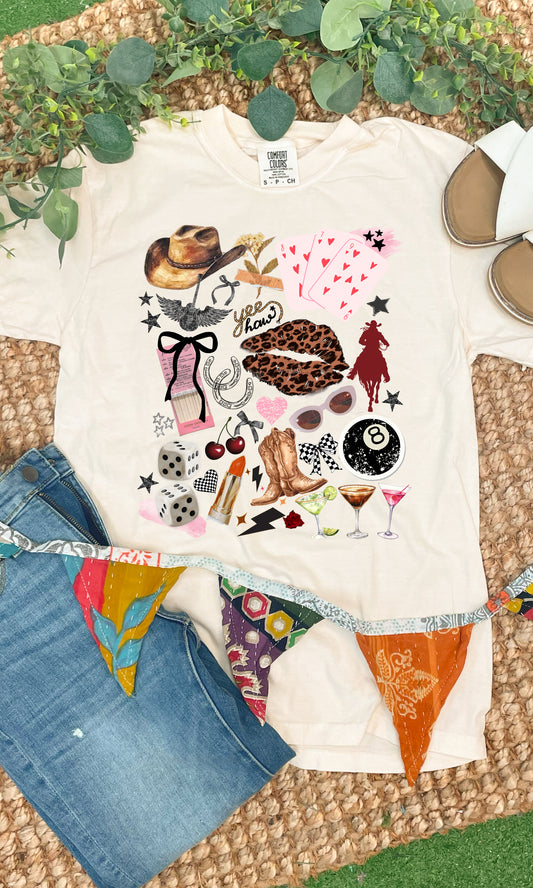 Cowgirl Things Collage Comfort Color Graphic T-Shirt