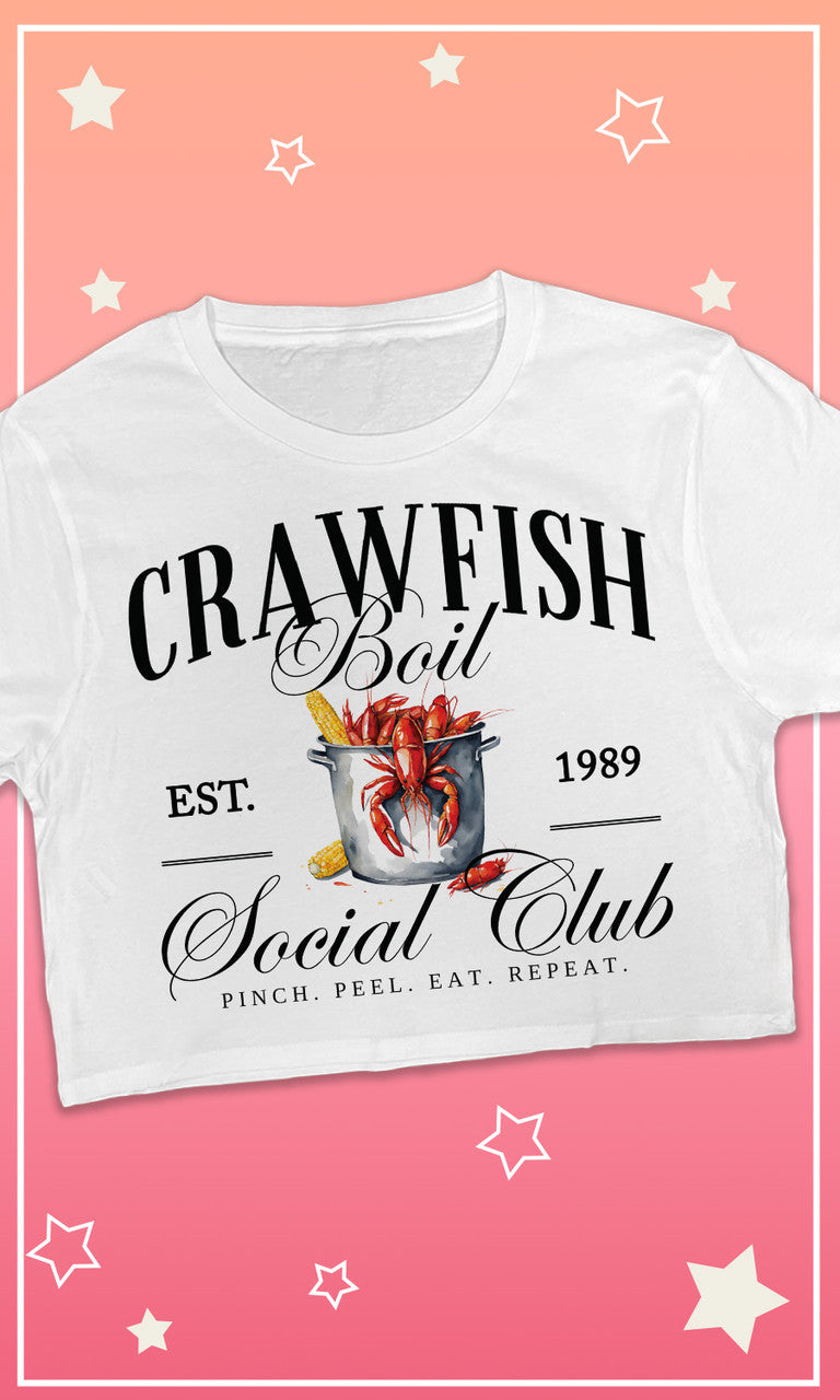 Crawfish Boil Social Club Graphic Crop Top T-Shirt