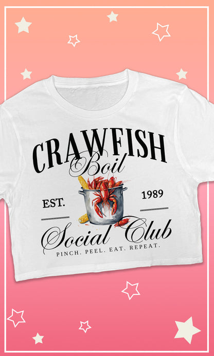 Crawfish Boil Social Club Graphic Crop Top T-Shirt