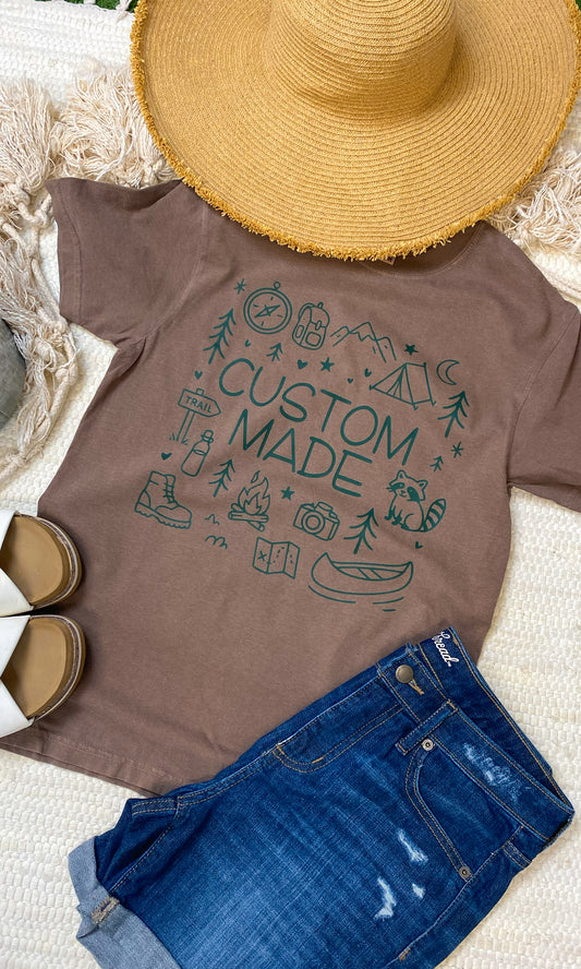 Custom Adventure Awaits Comfort Color Graphic T-Shirt