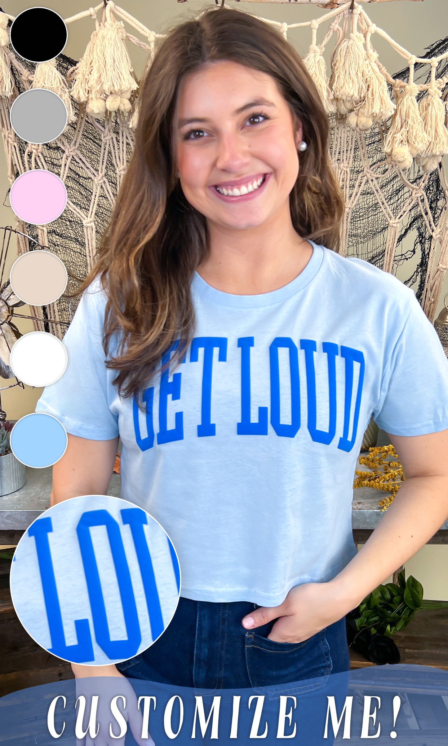 Custom Arched Puff Graphic Crop Top