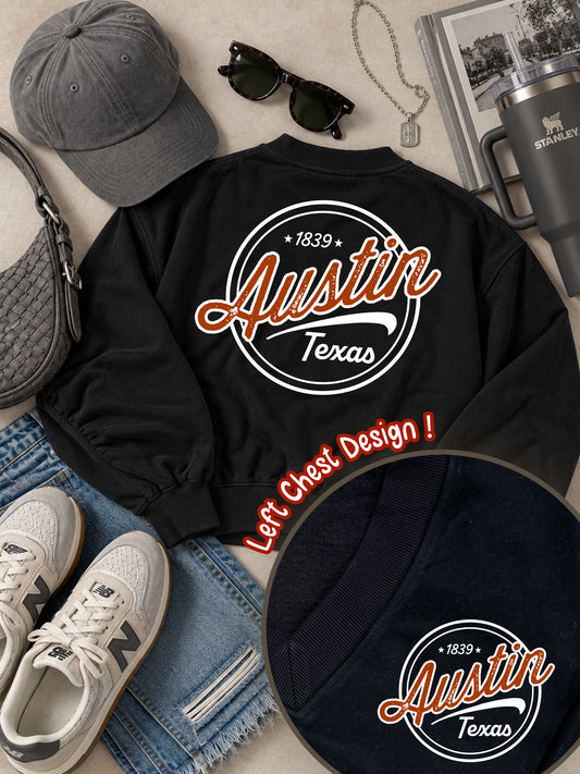Custom Stamp Graphic Varsity V-Neck Sweatshirt