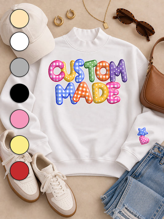 Custom Stitchwork Graphic Mock Neck Sweatshirt
