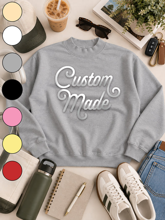 Custom Swirl Type Graphic Mock Neck Sweatshirt