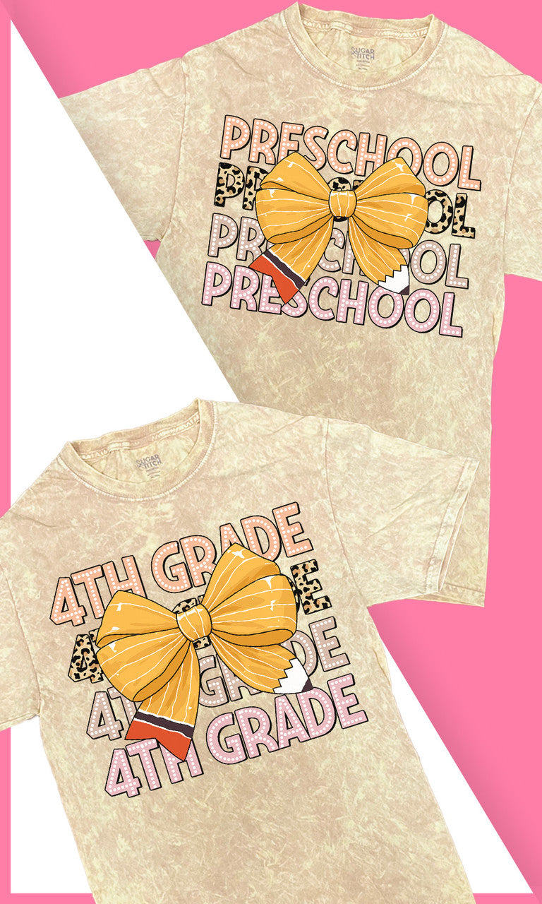 Custom Grade Level Bows Mineral Washed T-Shirt
