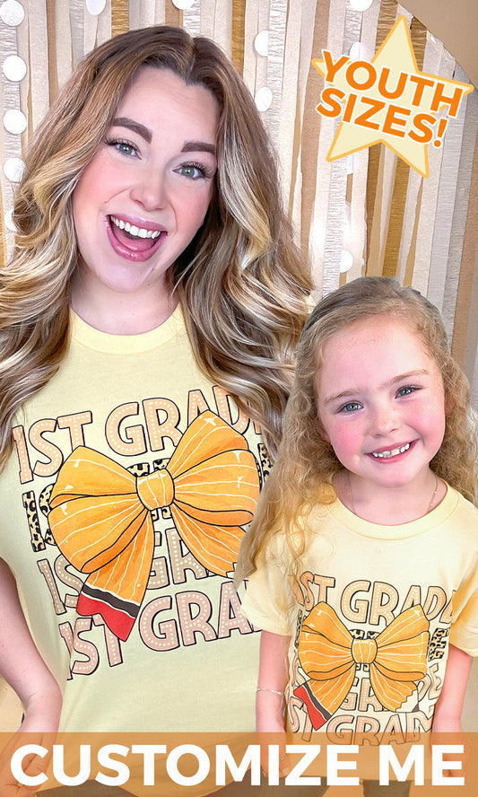 Custom Grade Level Bows Graphic T-Shirt