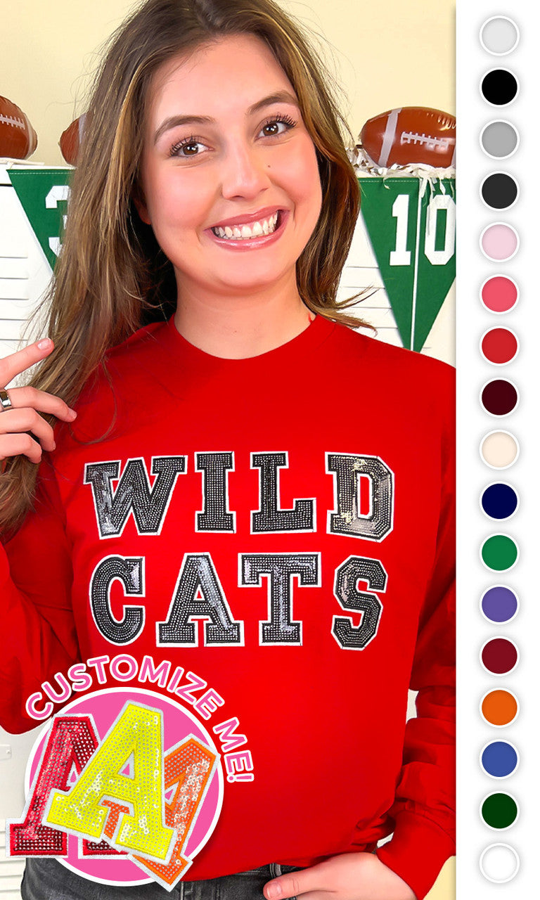 Custom Mascot Sequin Long Sleeve Graphic T-Shirt