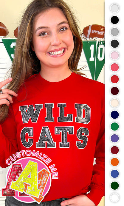 Custom Mascot Sequin Long Sleeve Graphic T-Shirt