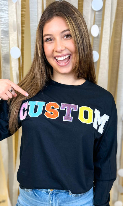 Custom Sequin Long Sleeve Graphic T-Shirt
