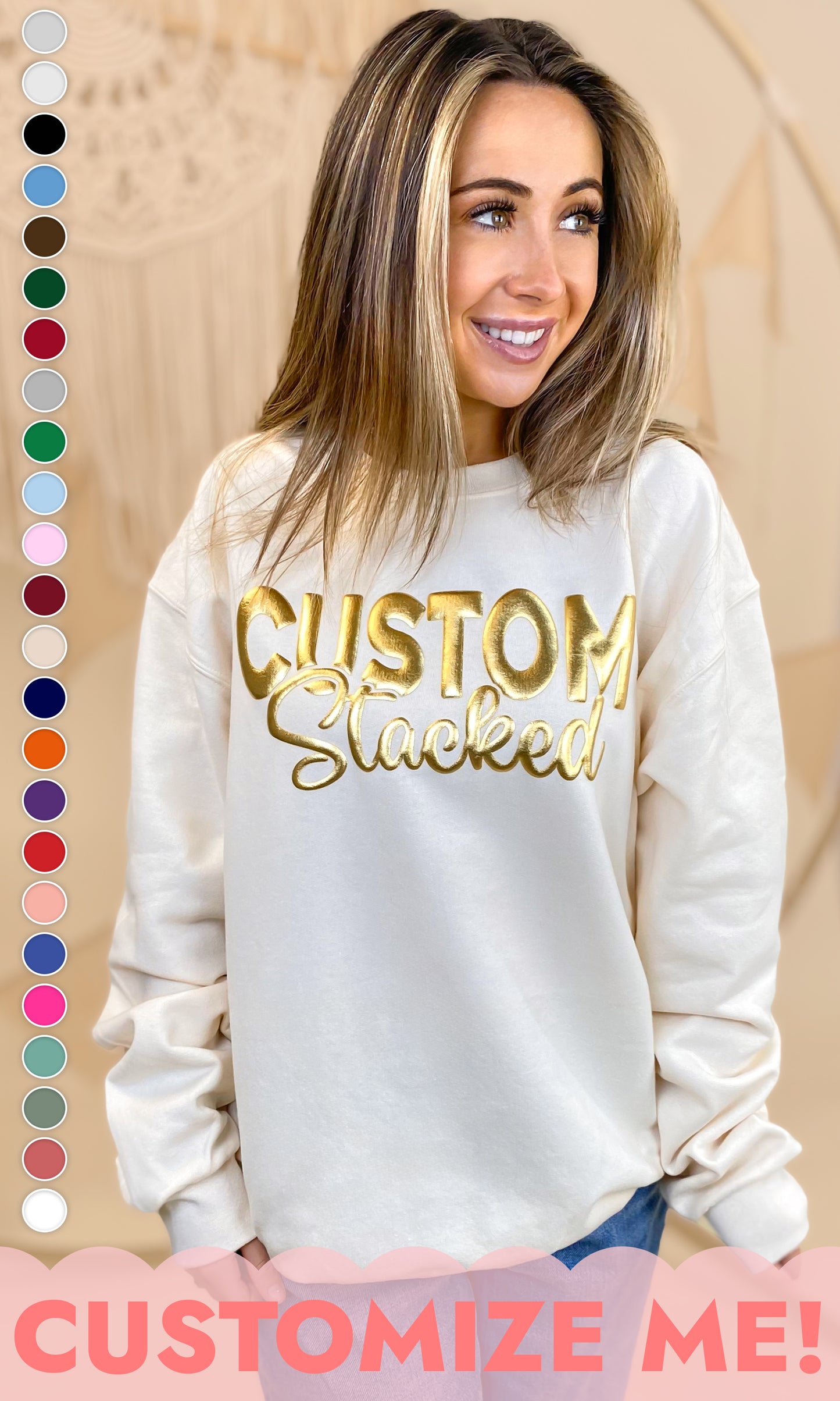 Custom Magic Puff Stacked Graphic Sweatshirt
