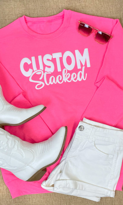Custom Magic Puff Stacked Graphic Sweatshirt