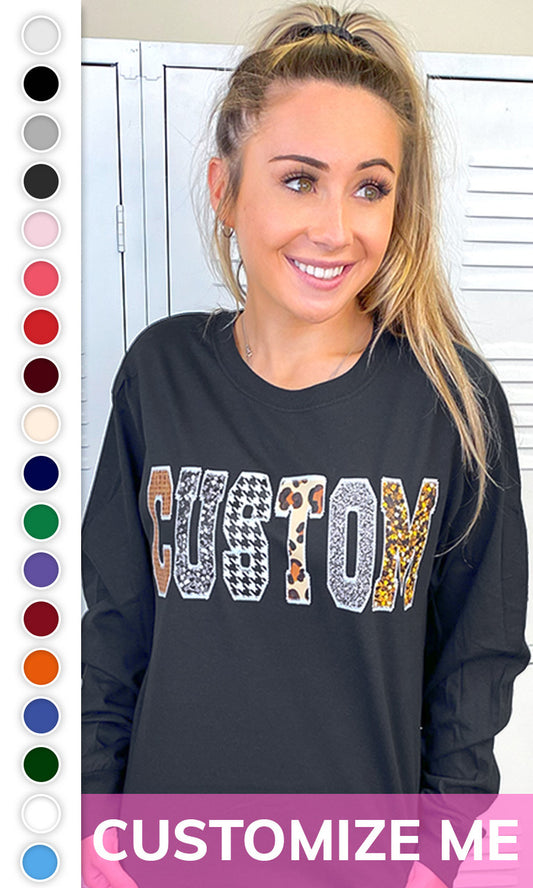 Custom Stitch Pattern Graphic Long Sleeve T-Shirt