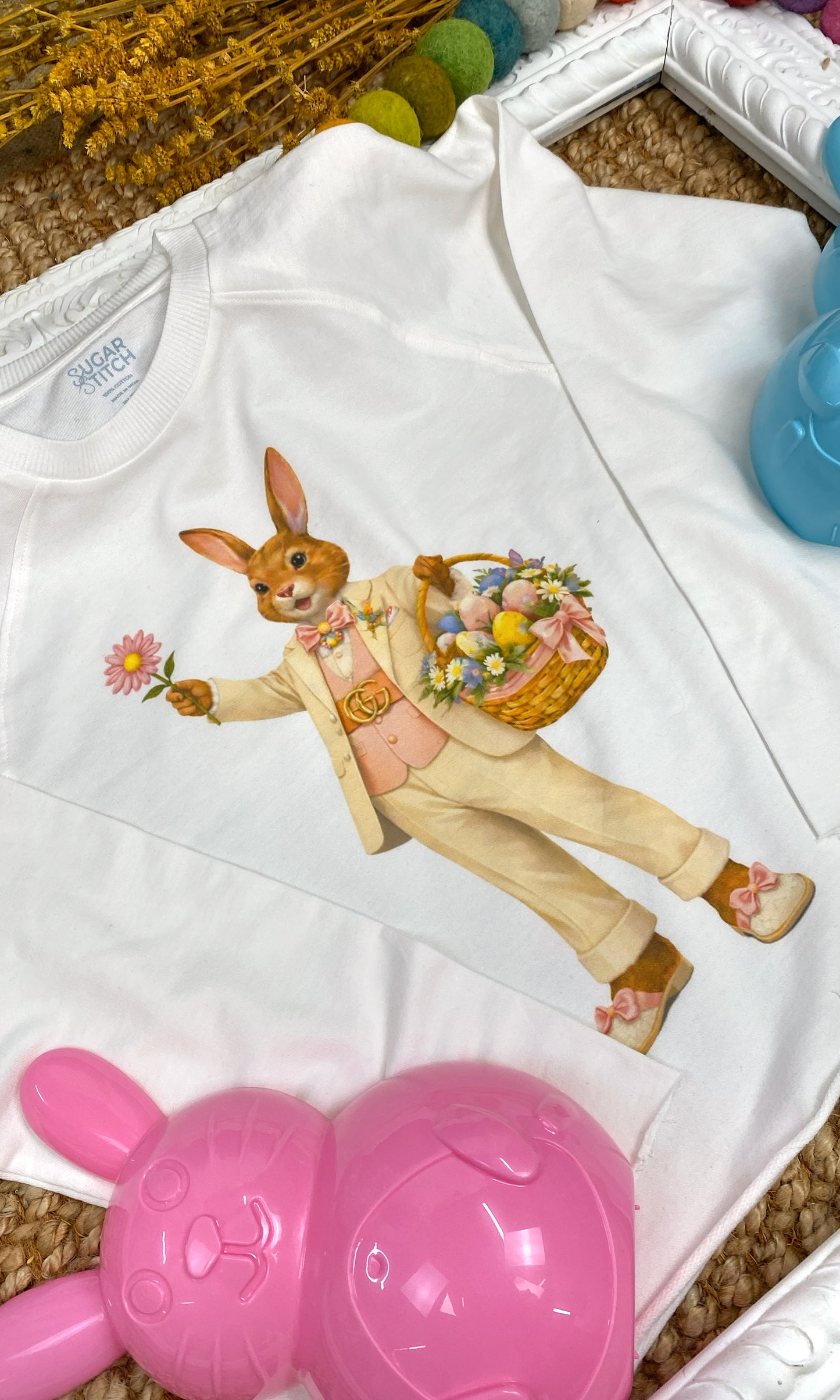 Dapper Easter Bunny Graphic Edgy Long Sleeve Shirt