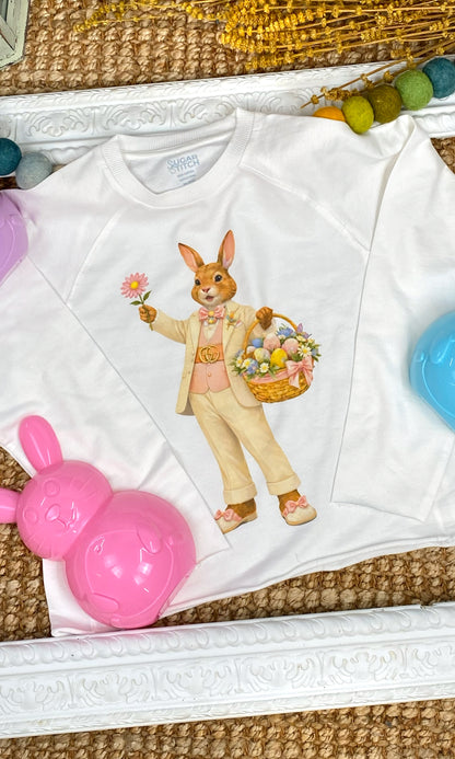 Dapper Easter Bunny Graphic Edgy Long Sleeve Shirt