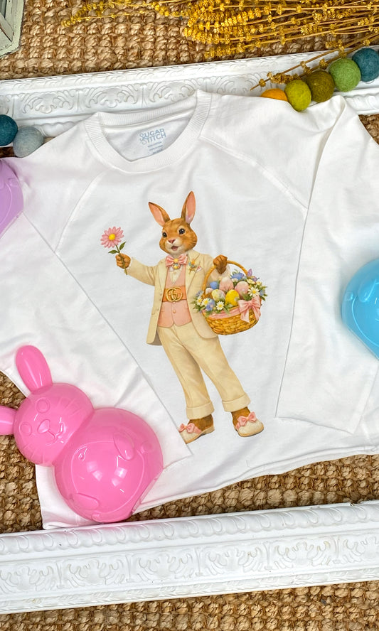 Dapper Easter Bunny Graphic Edgy Long Sleeve Shirt