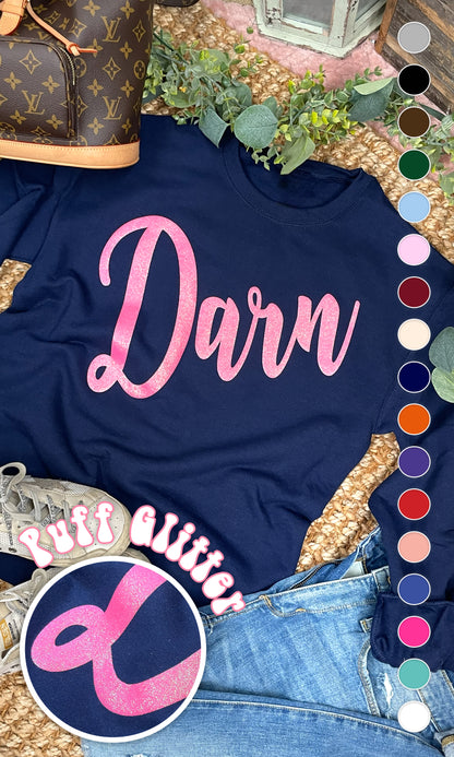 Darn Glitter Puff Graphic Sweatshirt