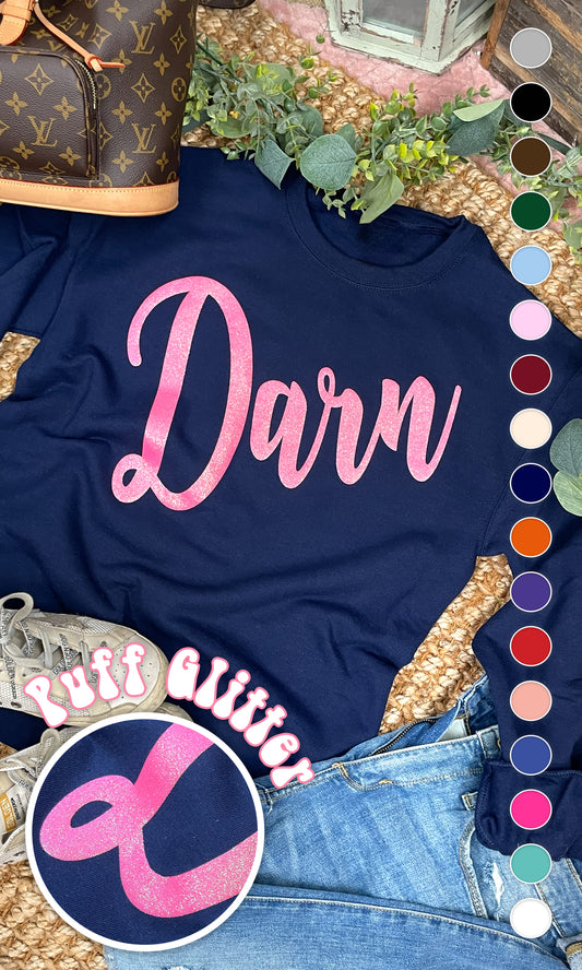 Darn Glitter Puff Graphic Sweatshirt