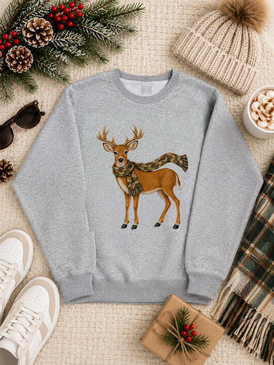 Deer Camo Scarf Graphic Nantucket Sweatshirt