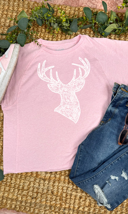 Deer Lace Graphic Edgy Shirt