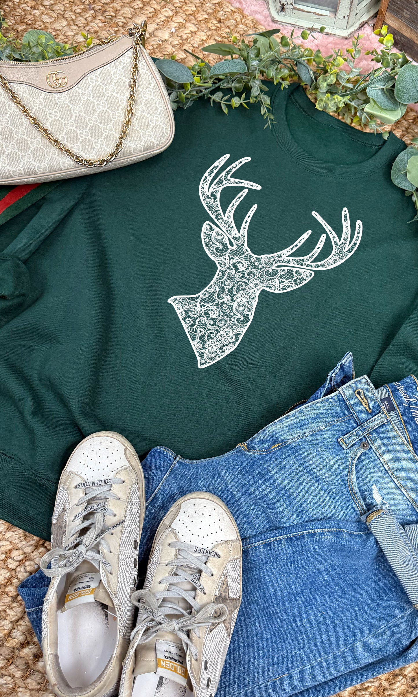 Deer Lace Graphic Sweatshirt