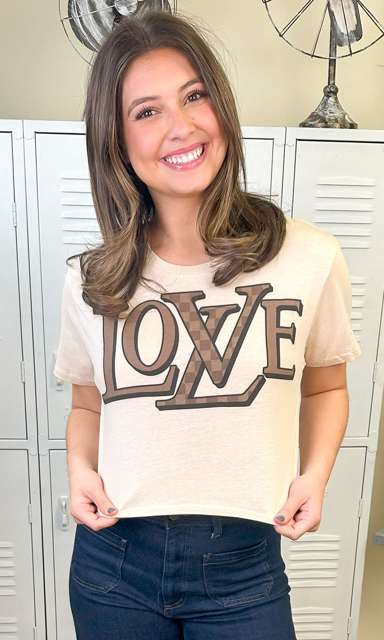 Designer Love Graphic Crop Top T-Shirt