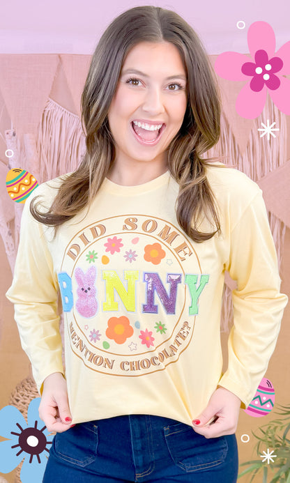 Did Some Bunny Mention Chocolate Easter Graphic Long Sleeve T-Shirt