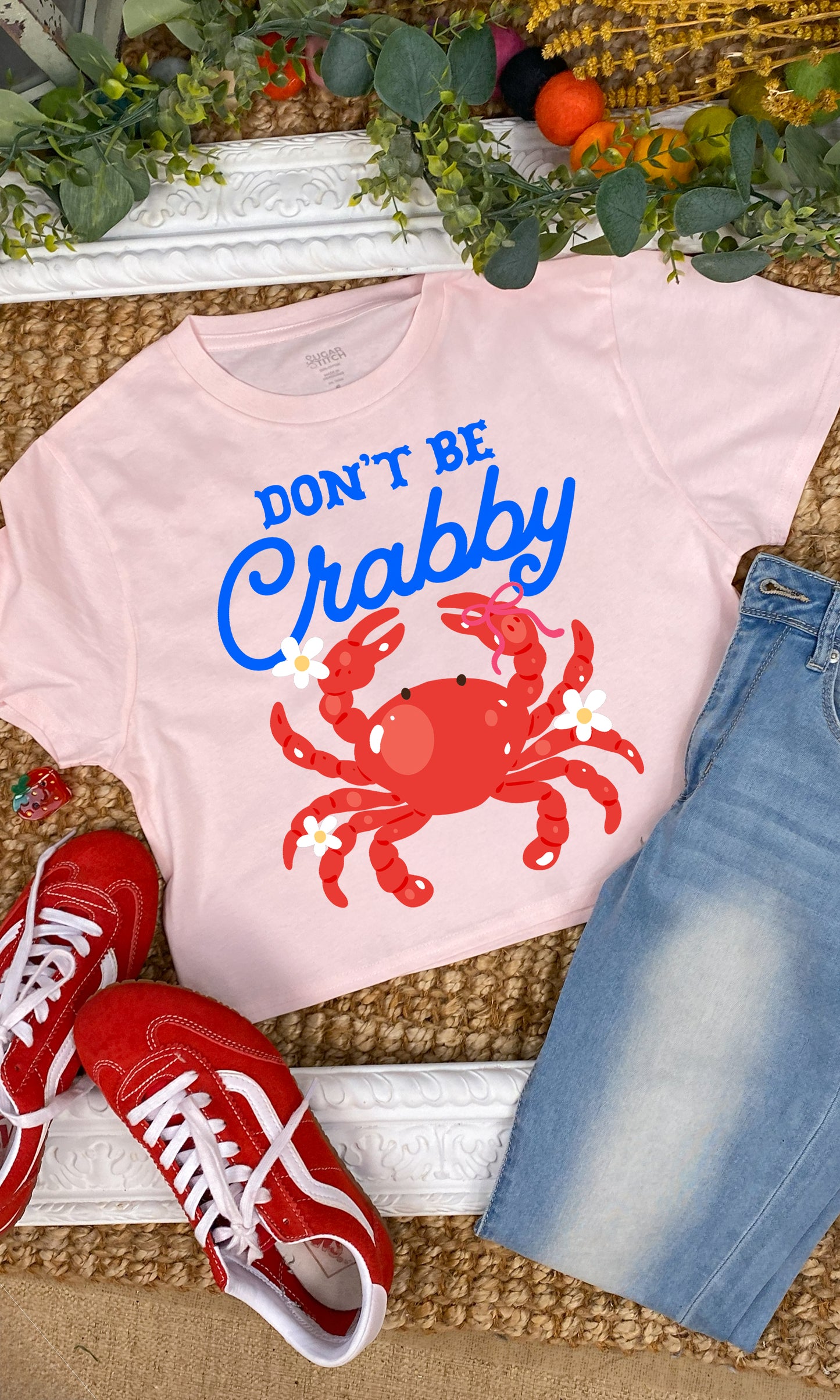 Don't Be Crabby Graphic Crop Top Shirt