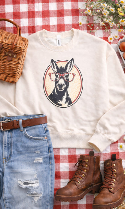 Donkey with Rhinestone Specs Graphic Sweatshirt