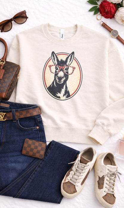 Donkey with Rhinestone Specs Graphic Sweatshirt