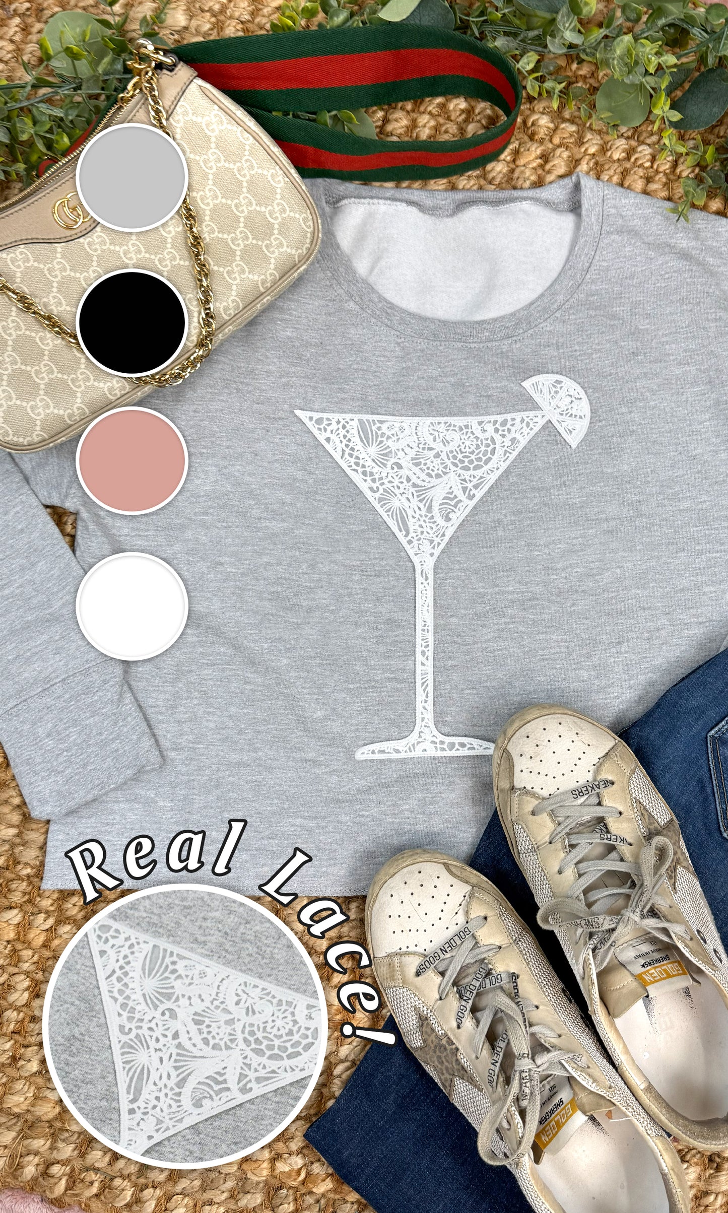 Drink Lace Graphic Cropped Sweatshirt