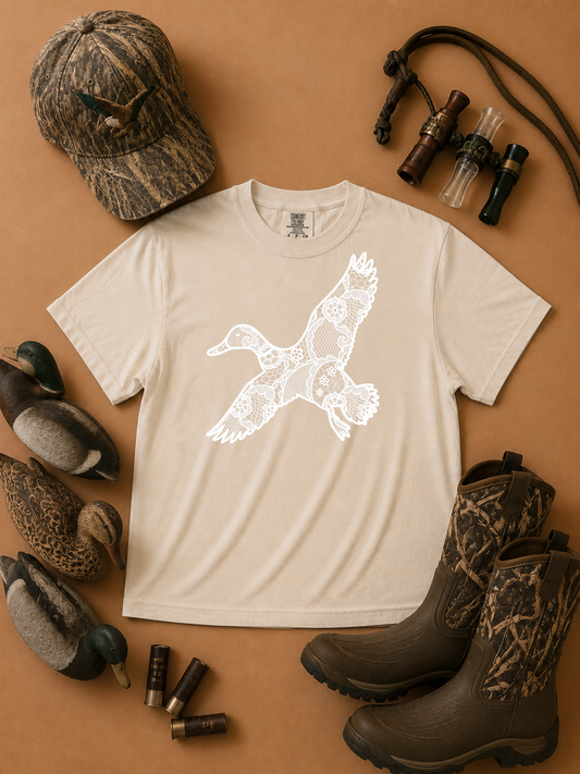 Duck Lace Graphic Comfort Color Graphic Boxy T-Shirt