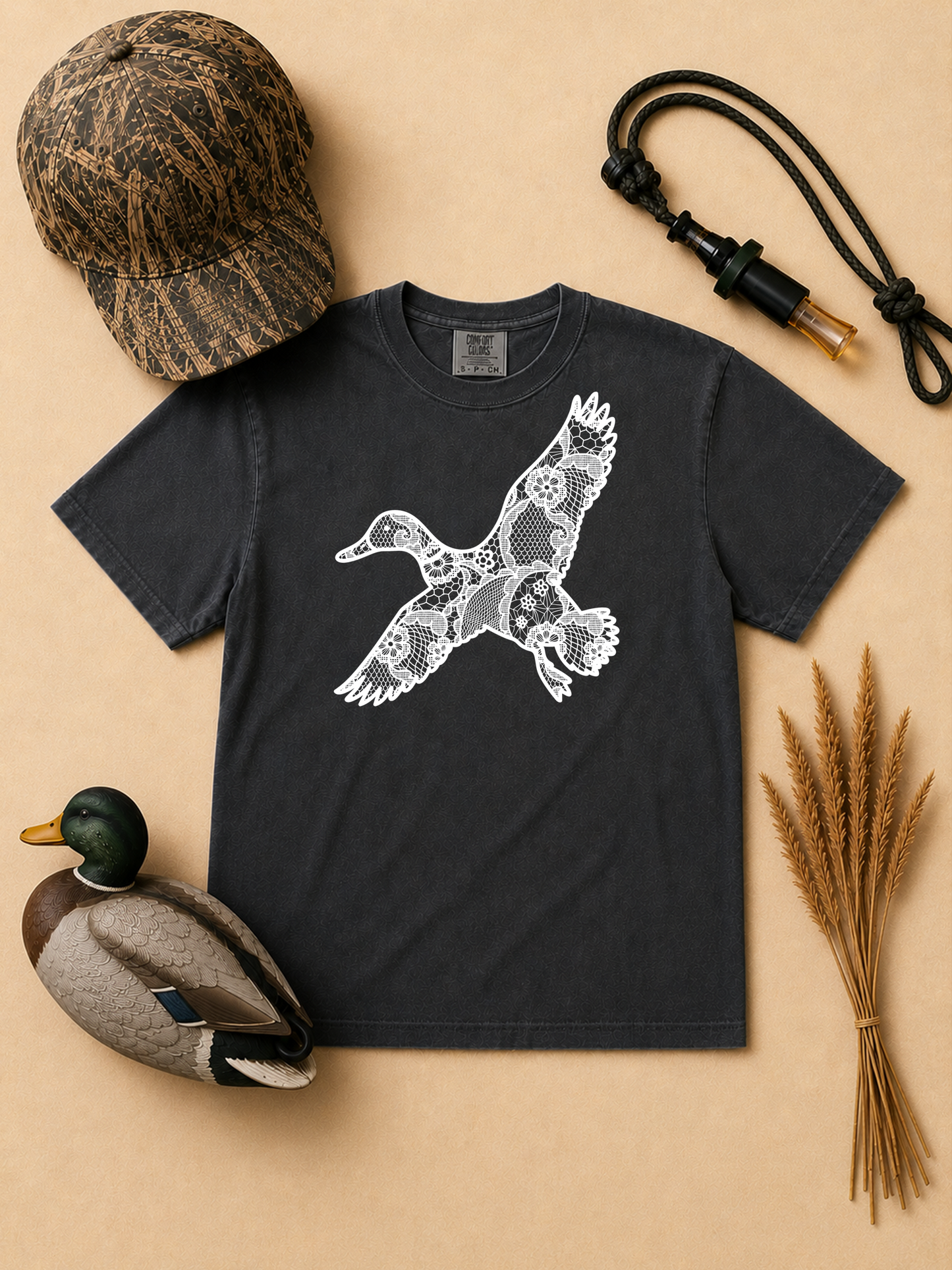 Duck Lace Graphic Comfort Color Graphic Boxy T-Shirt