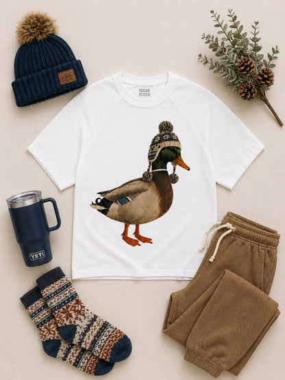 Duck Winter Hat Graphic Edgy Shirt