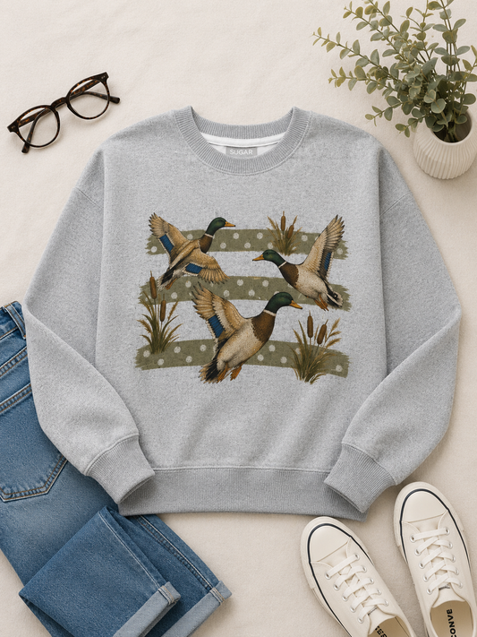 Ducks with Cattails Graphic Nantucket Sweatshirt