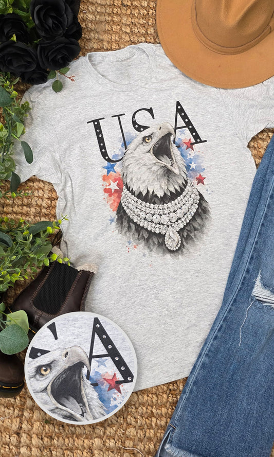 Eagle USA with Rhinestones Graphic T-Shirt